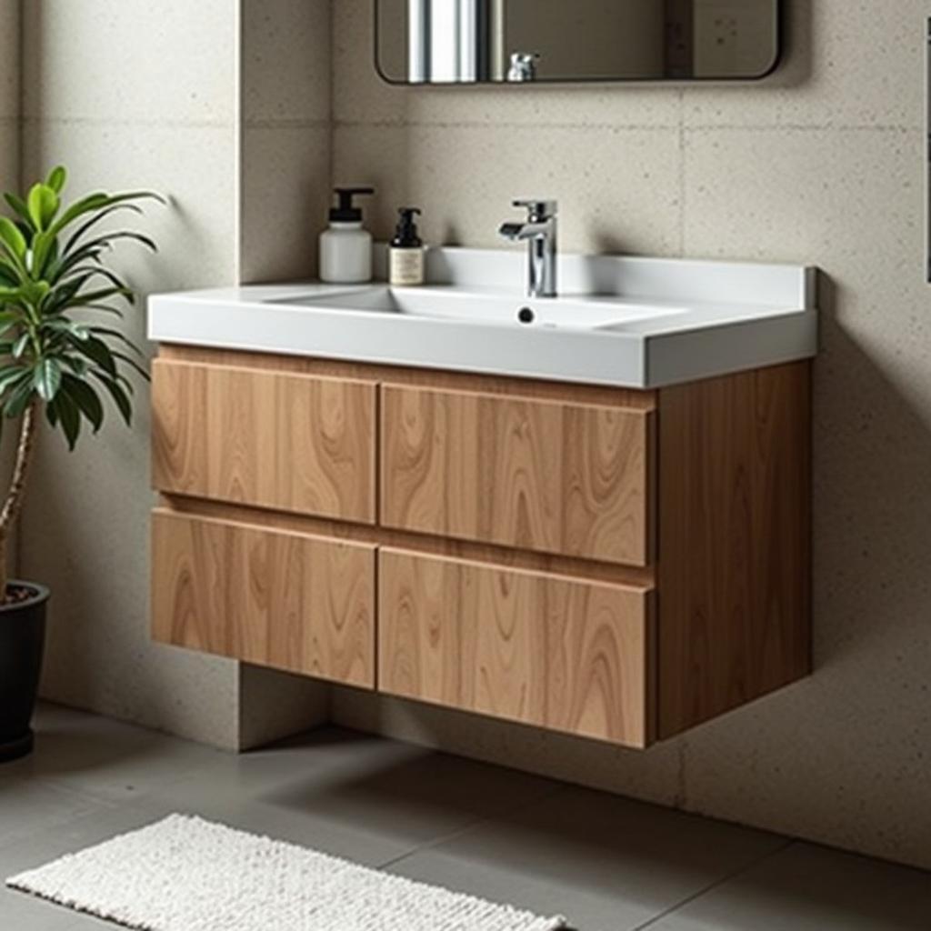 Nội thất tủ chậu lavabo bằng gỗ HMR cho phòng tắm