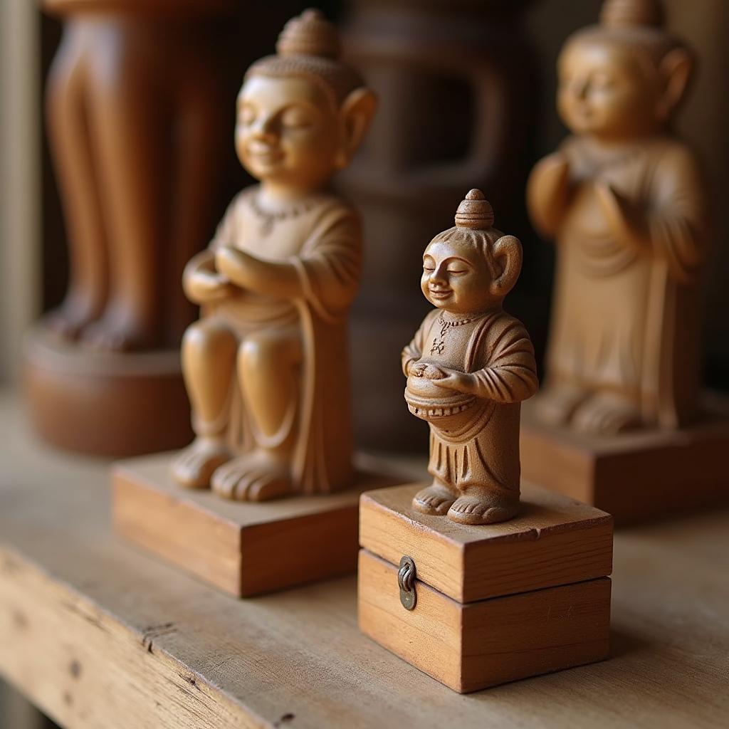 Các vật phẩm thủ công mỹ nghệ, đồ trang trí làm từ gỗ Ké Đen thể hiện sự khéo léo và giá trị vật liệu.
